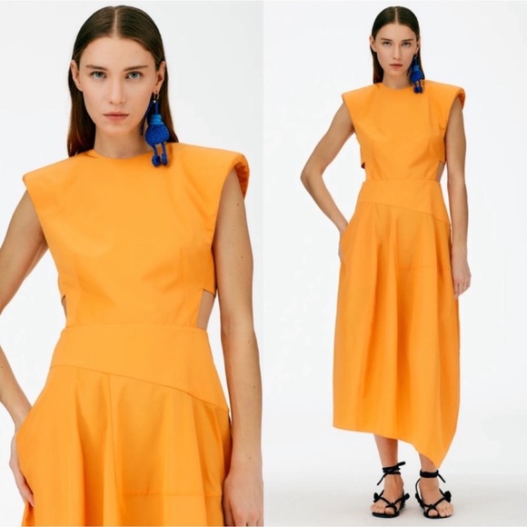 Tibi Italian Sporty Nylon Sleeveless Balloon Dress in Orange Size 10 - Picture 4 of 17